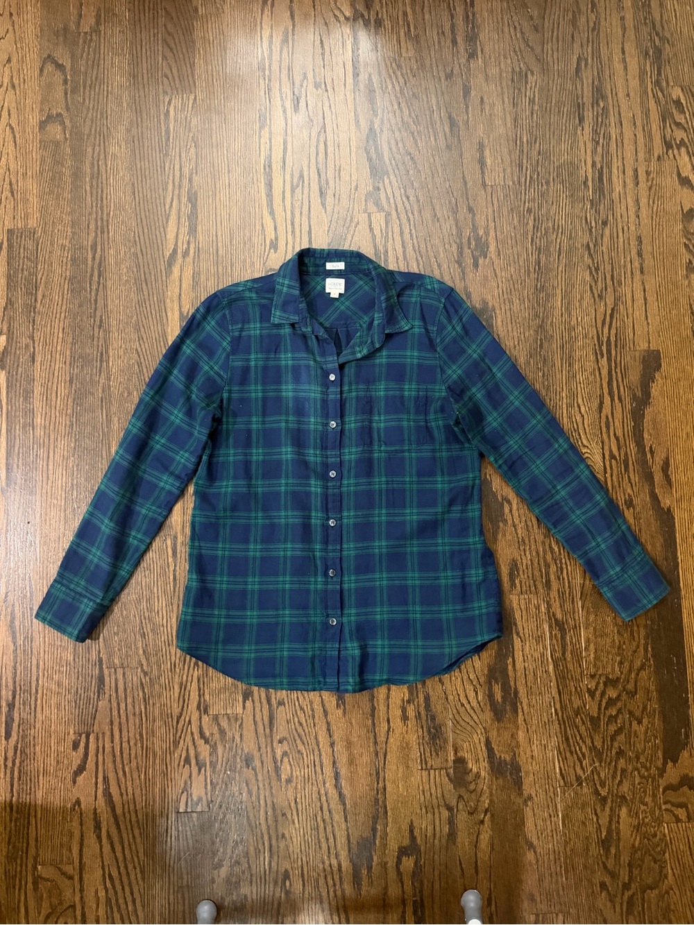 J.Crew Women’s Green and Blue Plaid Button-Down Shirt
